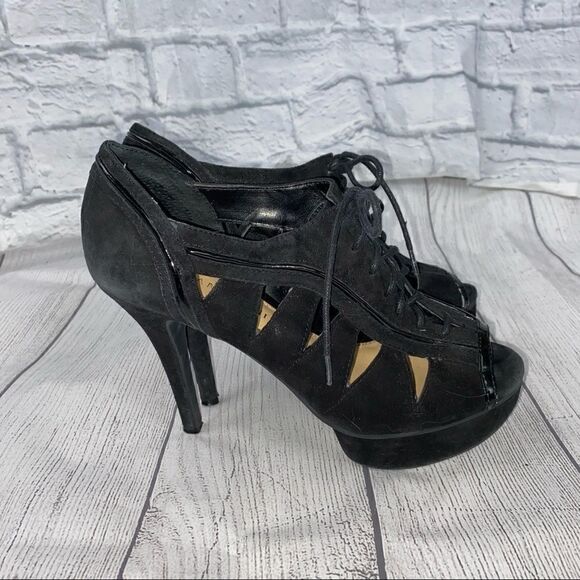 Gianni Bini open toe heeled booties black sz 7.5 women - Picture 1 of 11